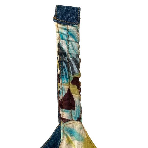 Aseesa Bohemian Festival Denim Jean Top Embellished Beaded Lace size large - Picture 6 of 8